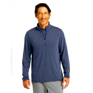 L.L. Bean Everyday Tee Long Sleeve Blue Quarter-Zip Sweater XL